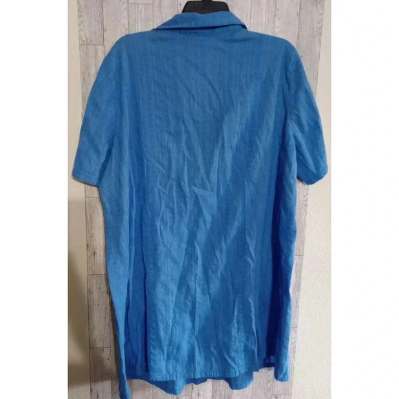 Woman within purple striped short sleeve pintuck plus button down‎ top 1X - Picture 2 of 5